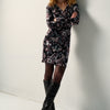 Vestito donna corto stampa manica lunga nero - Koroshi