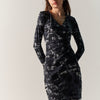 Vestito donna corto stampato manica lunga nero - Koroshi