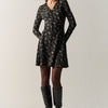 Vestido mujer corto estampado manga larga negro – Koroshi