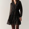 Vestito donna corto stampato manica lunga nero - Koroshi