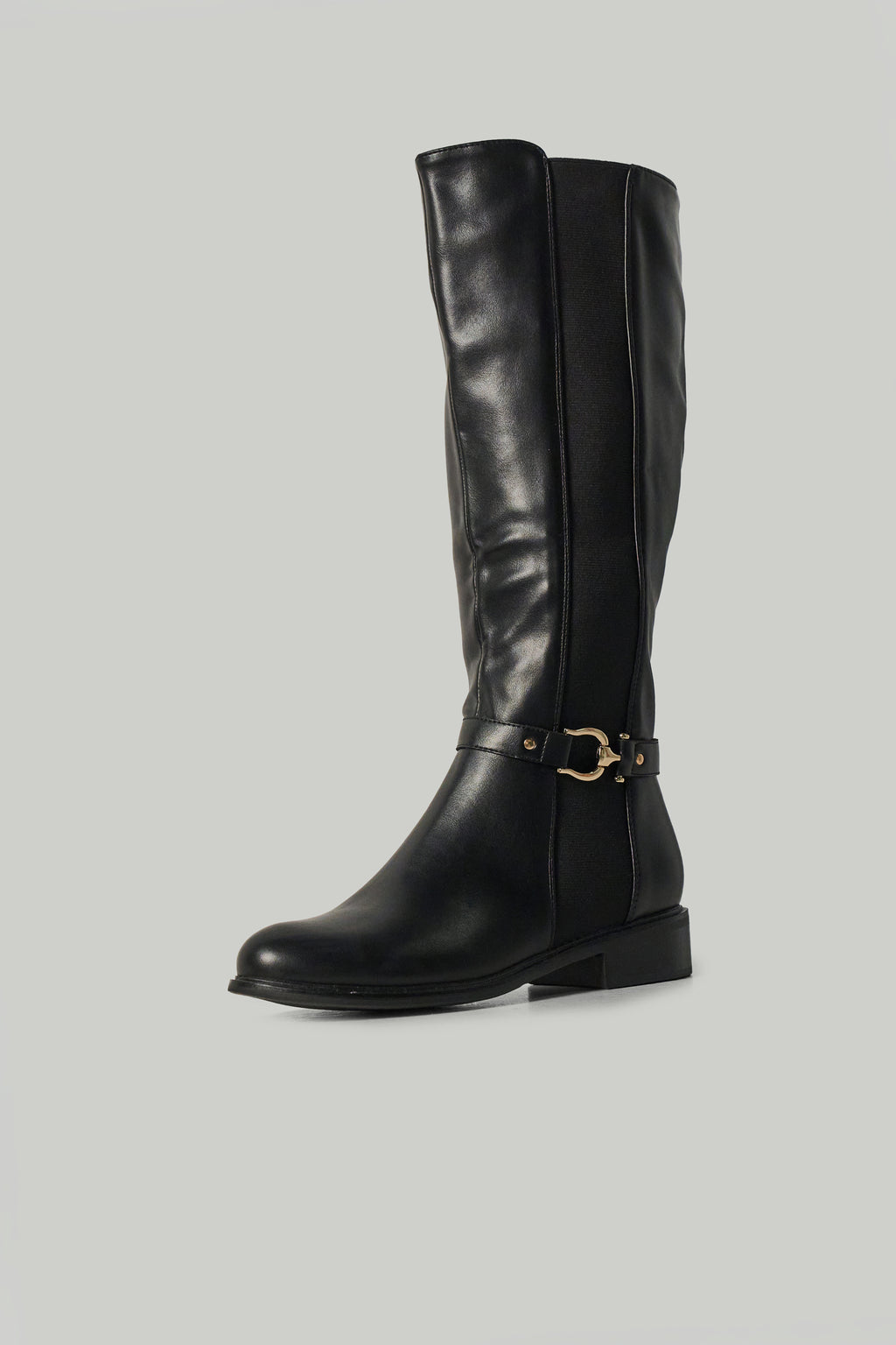 Botas mujer caña alta tacón plano negras – Koroshi
