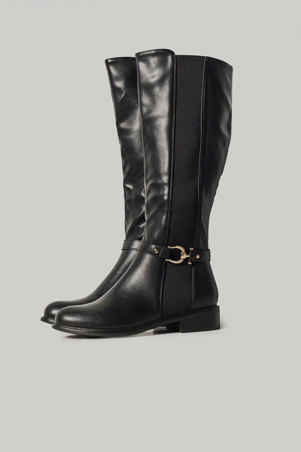 Botas mujer caña alta tacón plano negras – Koroshi