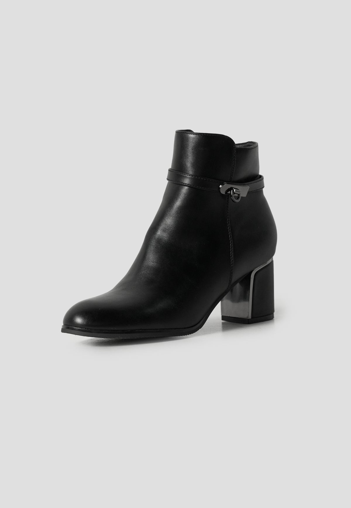 Women's 6 cm Heel Faux Leather Ankle Boots - Koroshi Black