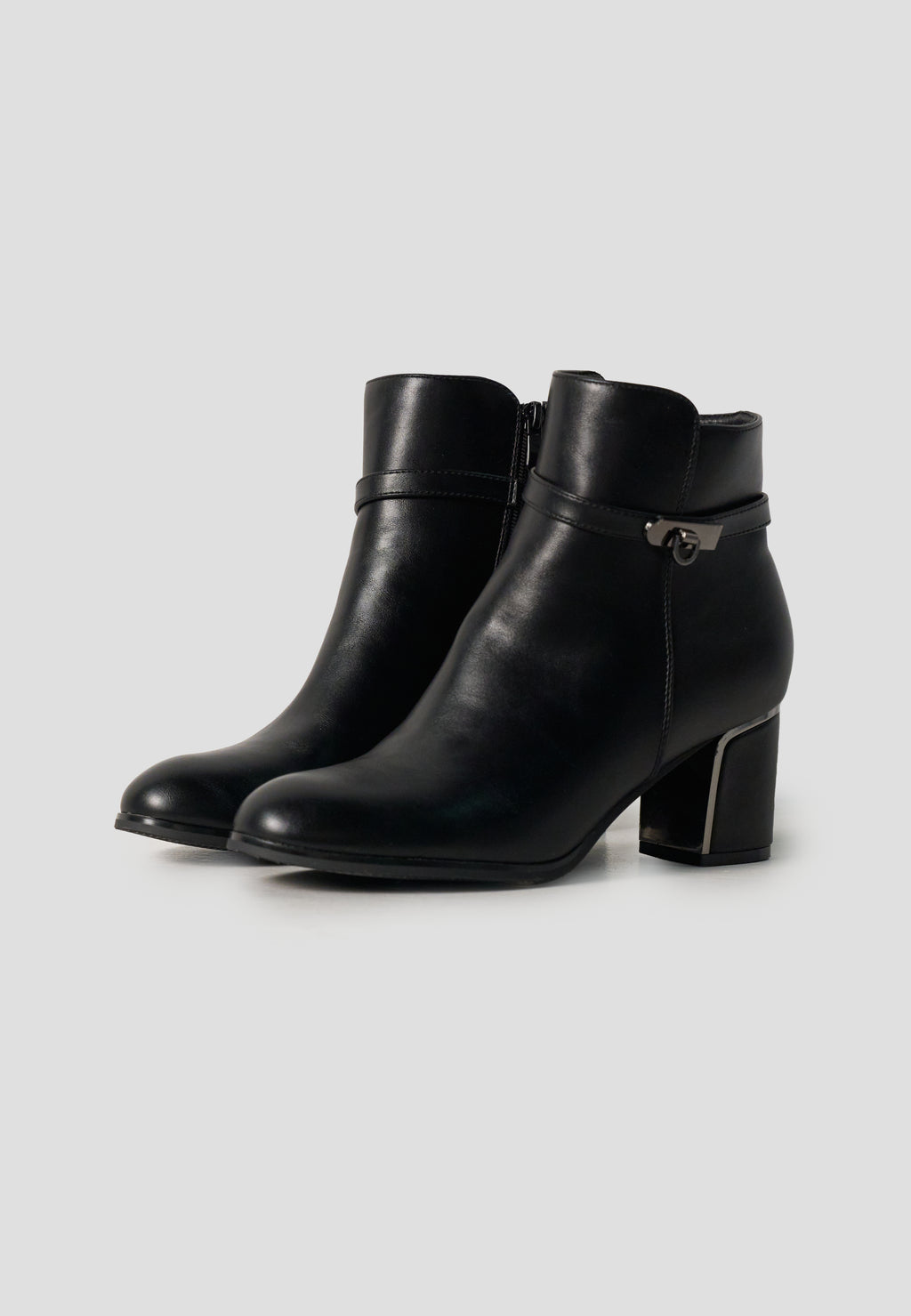Women's 6 cm Heel Faux Leather Ankle Boots - Koroshi Black