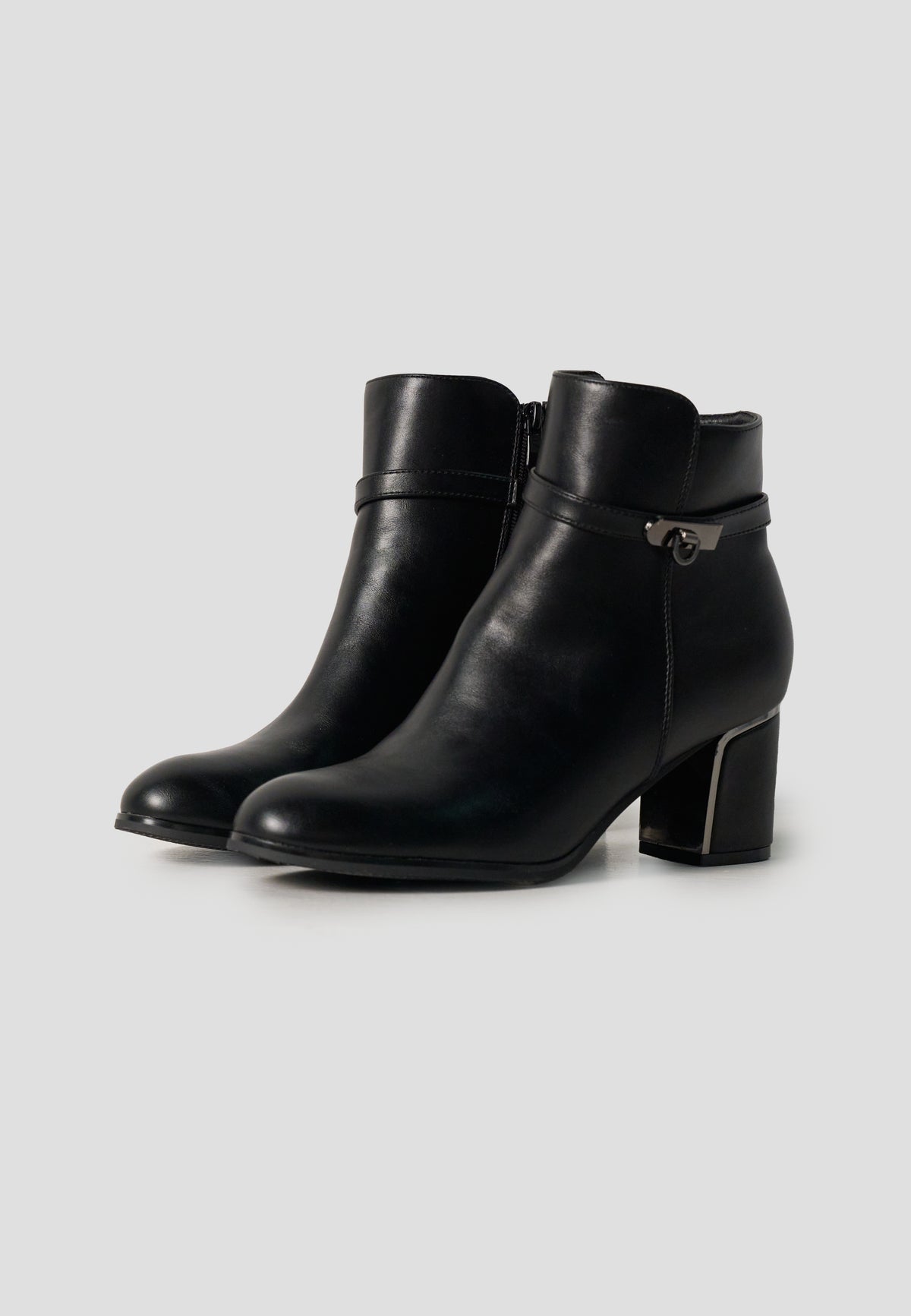 Women's 6 cm Heel Faux Leather Ankle Boots - Koroshi Black