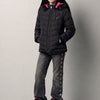 Maedchen Steppjacke mit Kapuze Schwarz - Koroshi