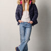 Mädchen Steppjacke mit Kapuze Navy - Koroshi