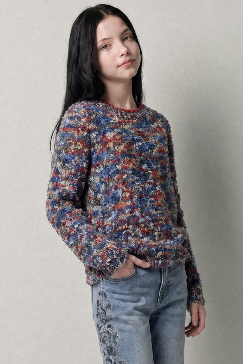 Pull fille maille fantaisie multicolore - Koroshi