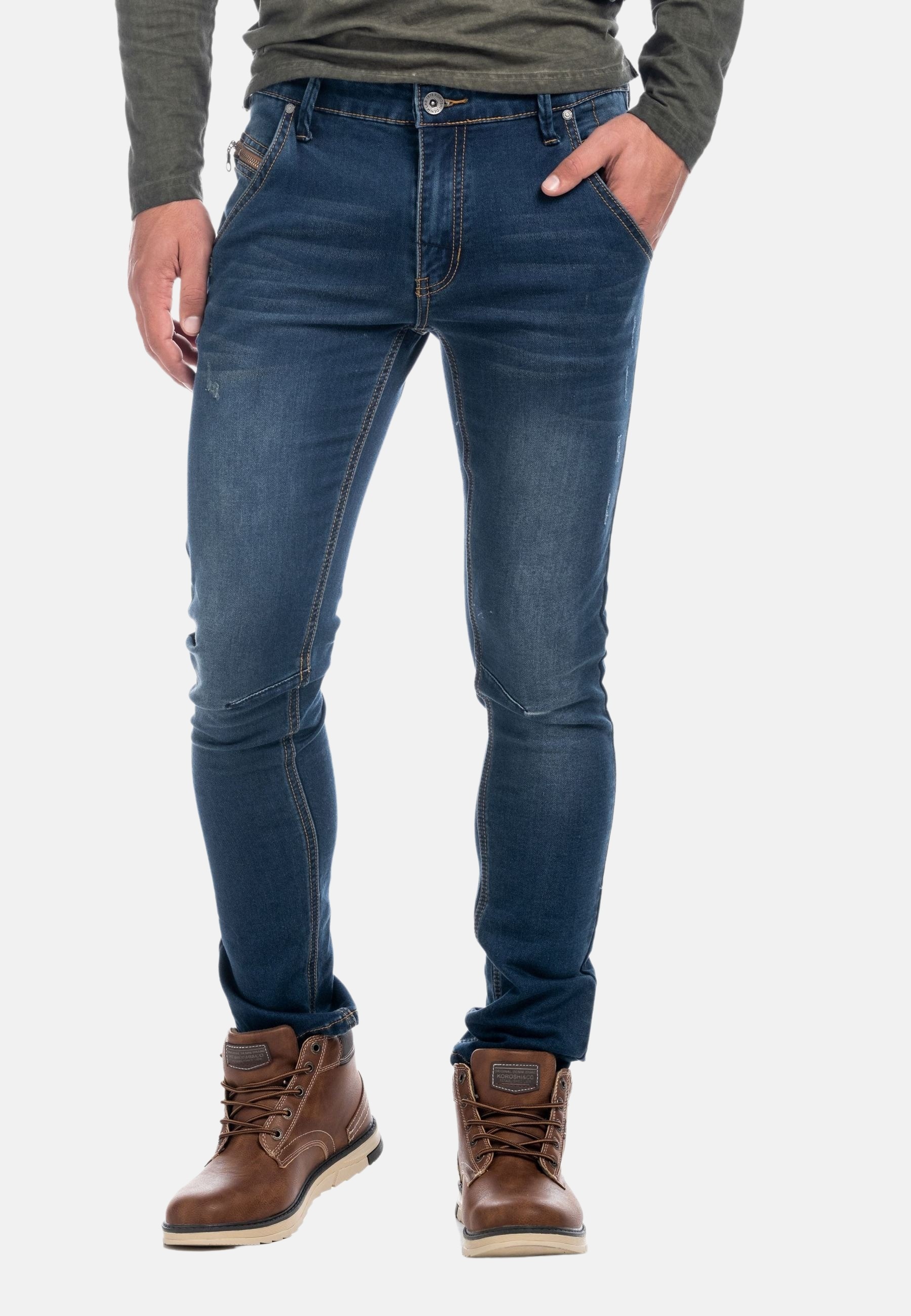 Denim azul oscuro slim