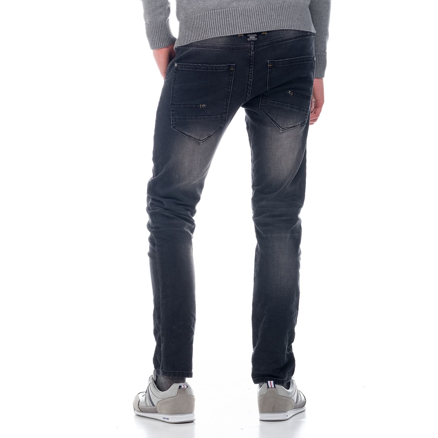 Denim slim negro desgastado 2