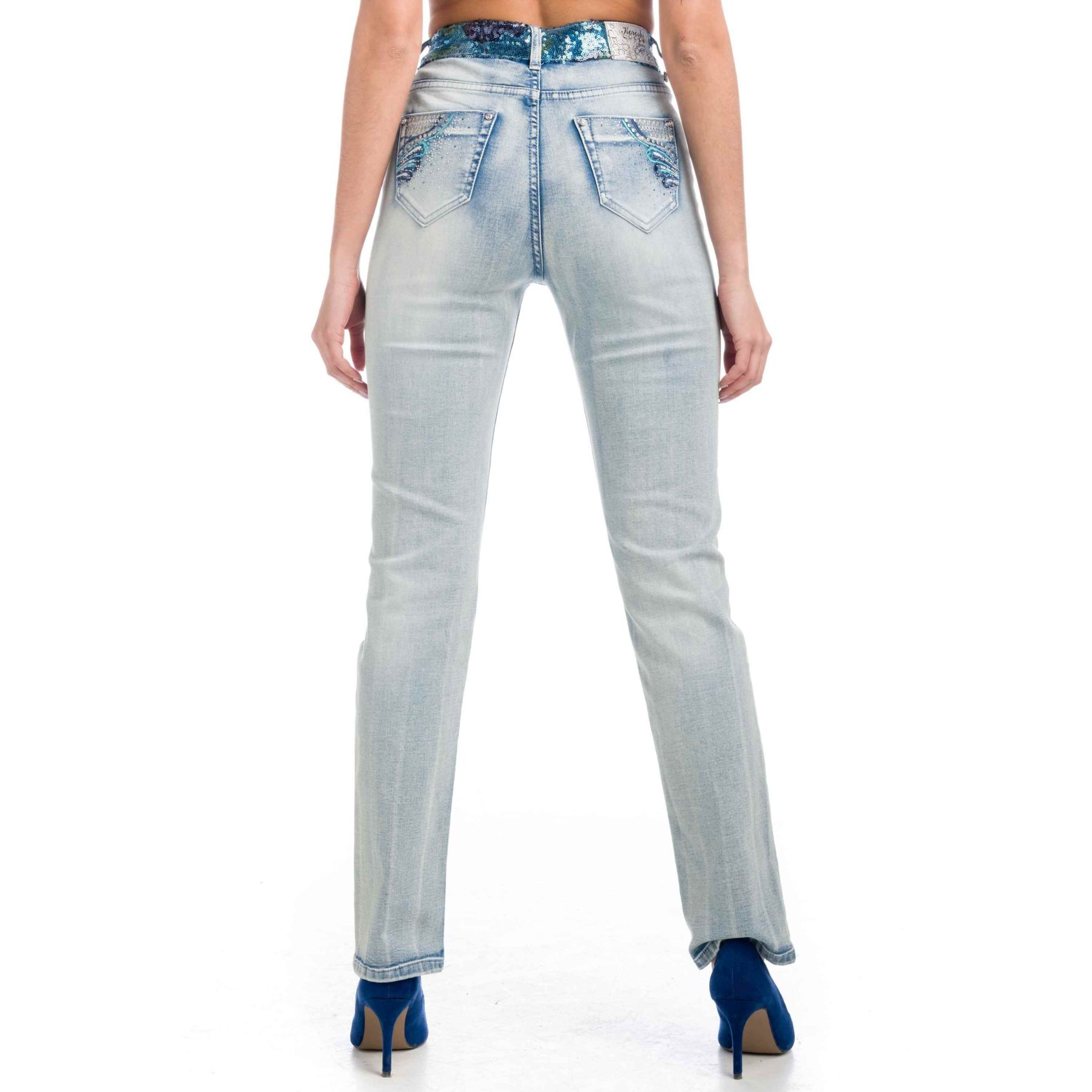 Pantalon denim bordado tachas 2