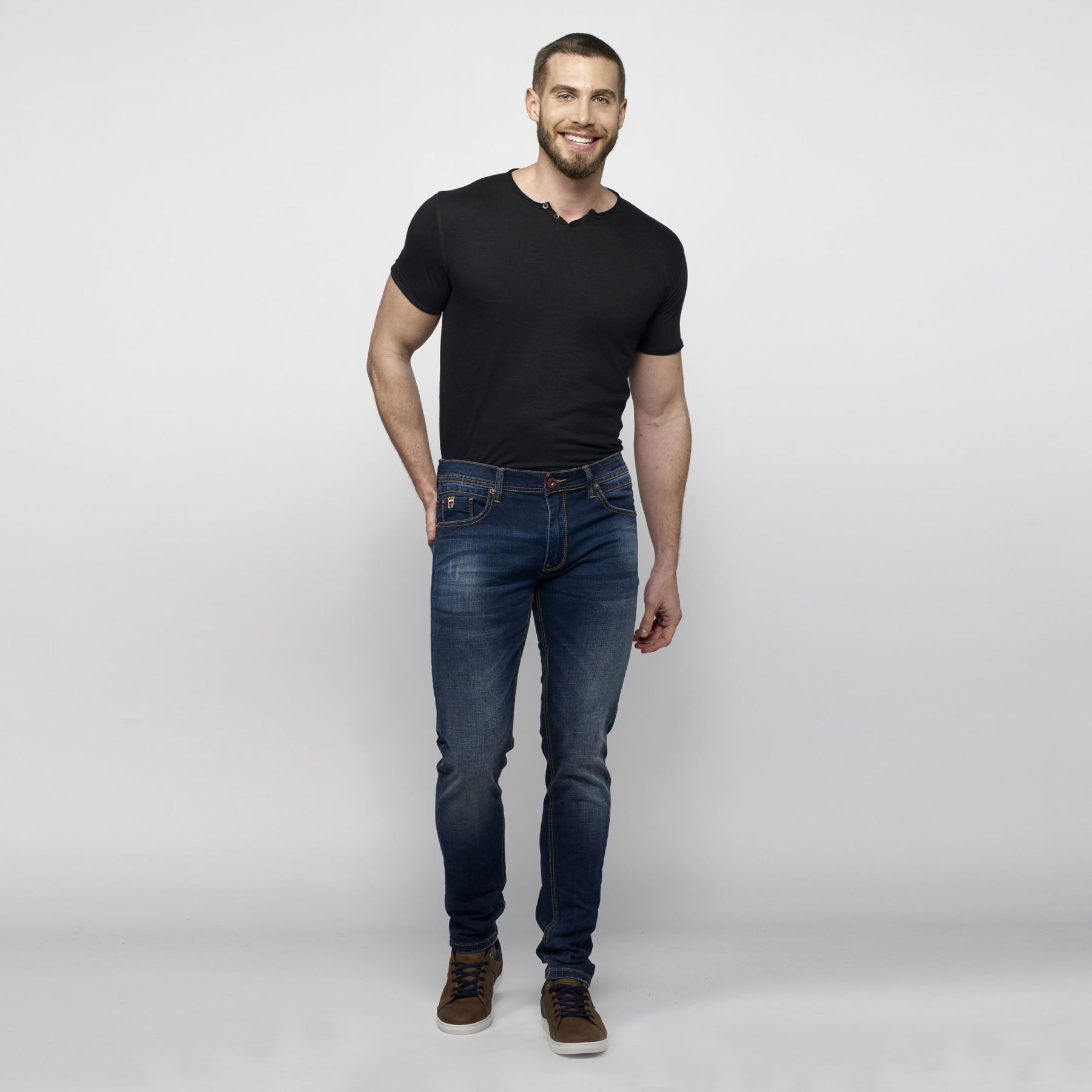 Pantalón largo stretch regular fit denim