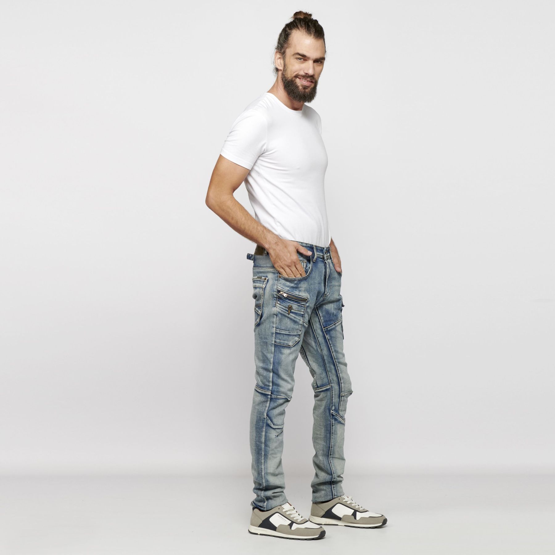 Pantalón largo stretch regular fit denim