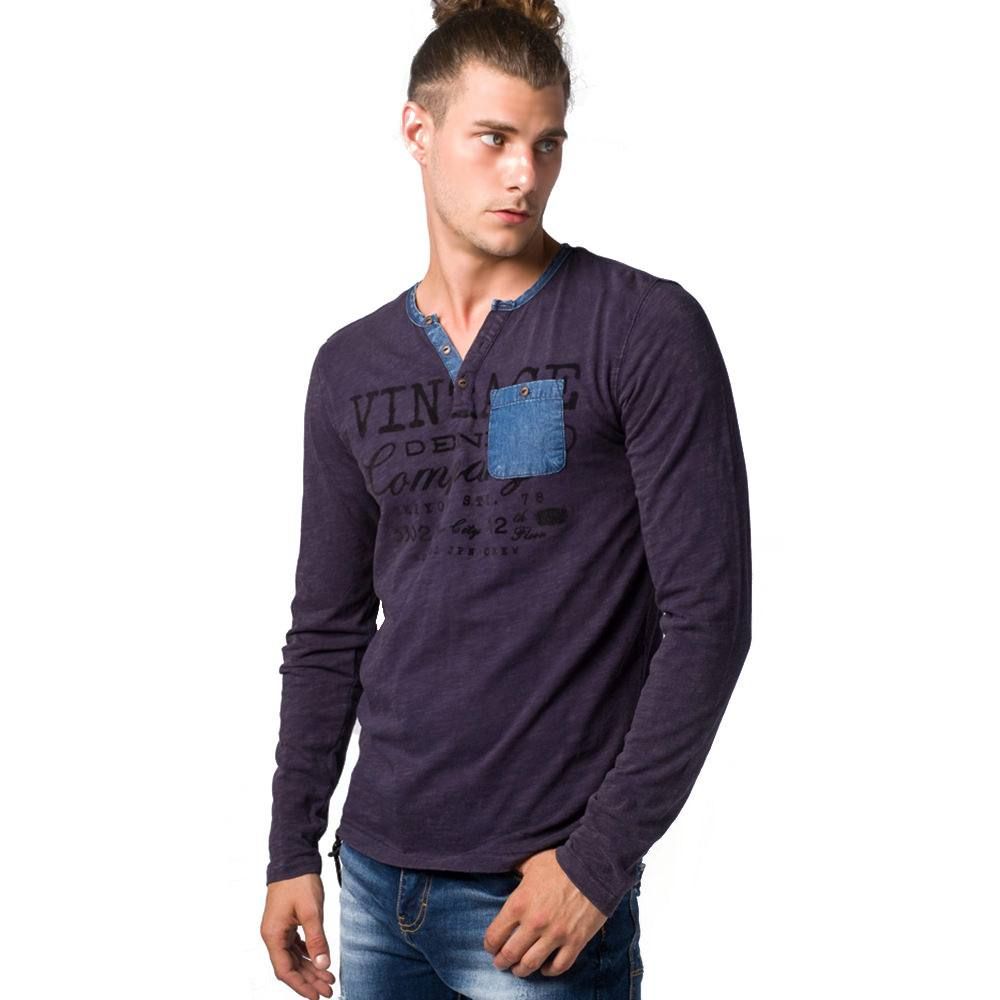 Camiseta estampada m/l bolsillo denim 2