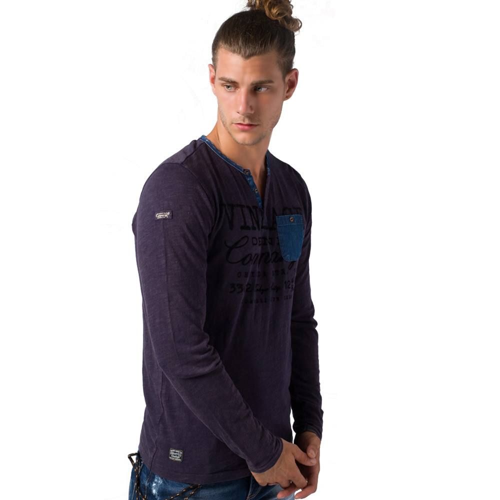 Camiseta estampada m/l bolsillo denim 3