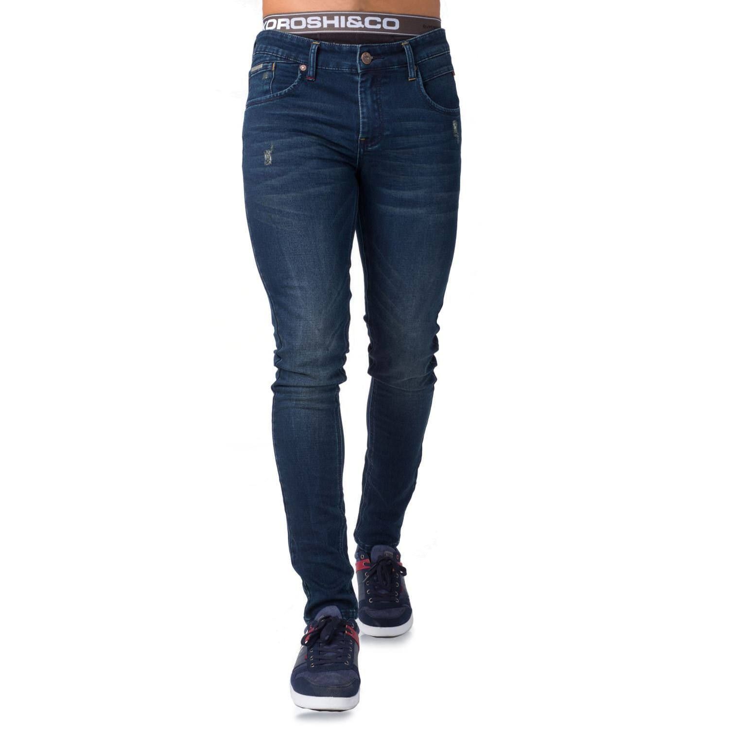 Pant denim slim fit azul desgastado