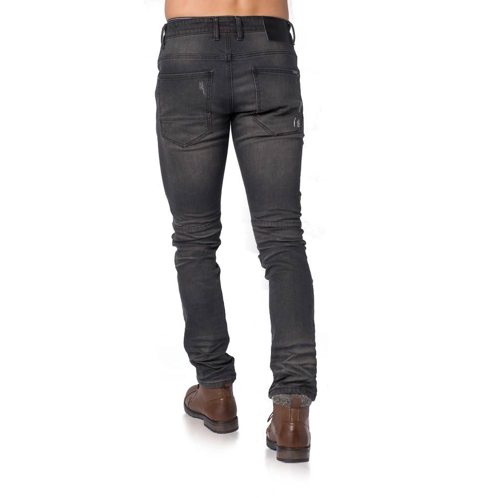 Pant denim stretch slim negro desgastado 1