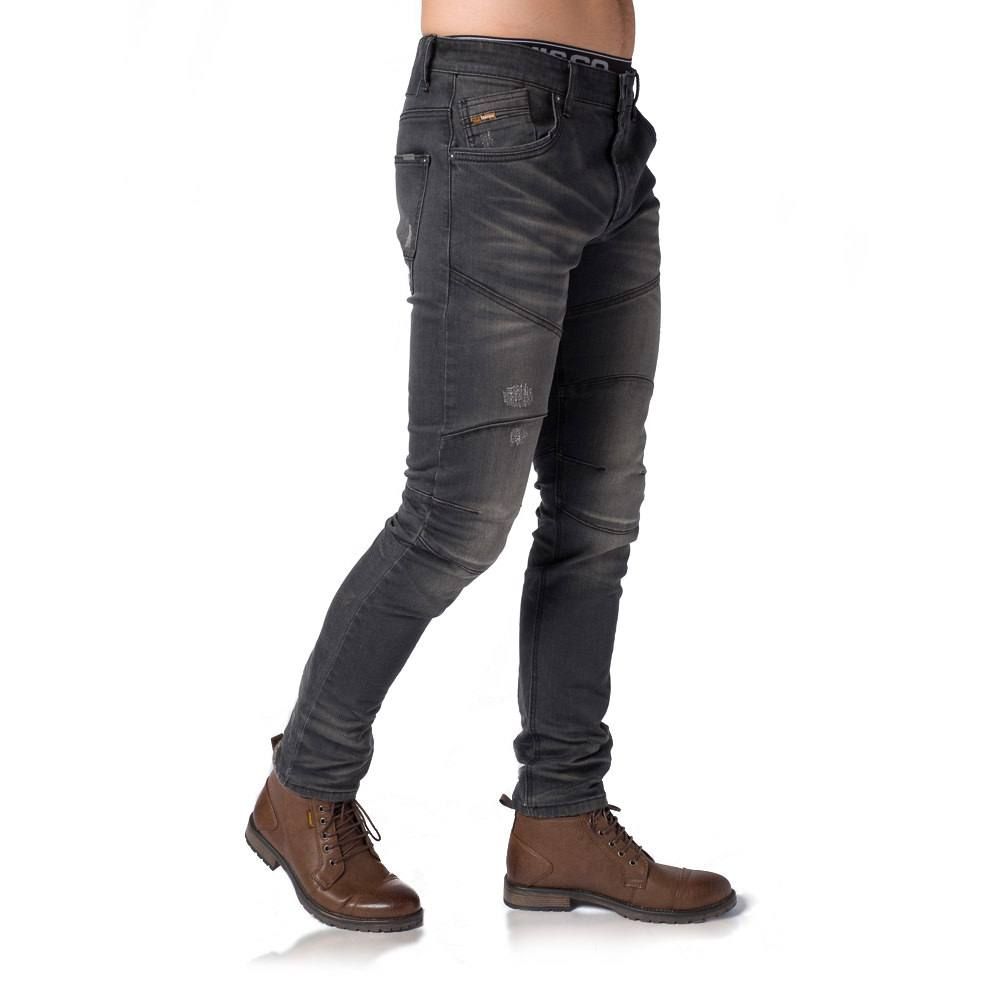 Pant denim stretch slim negro desgastado 2