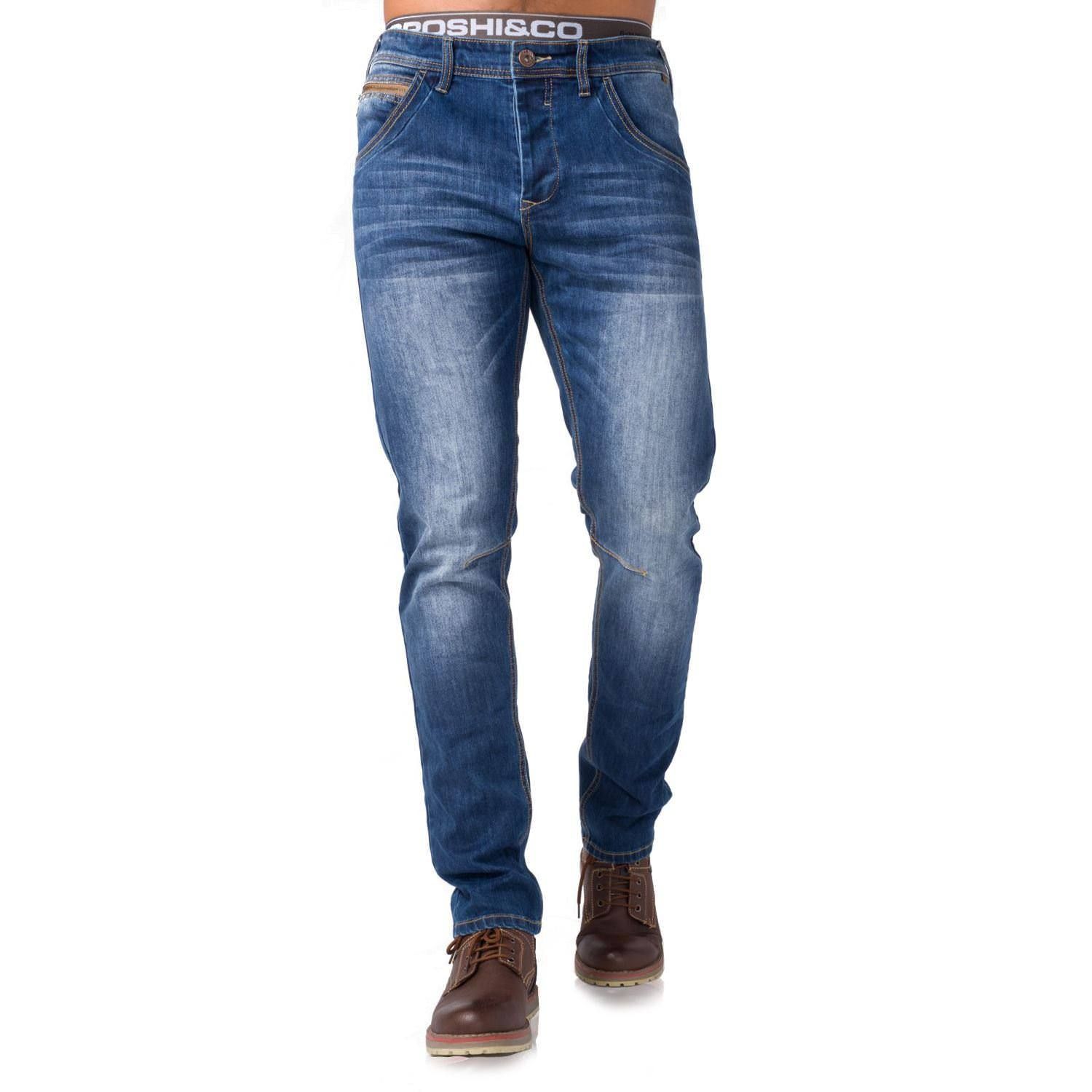 Pant denim stretch slim azul desgastado