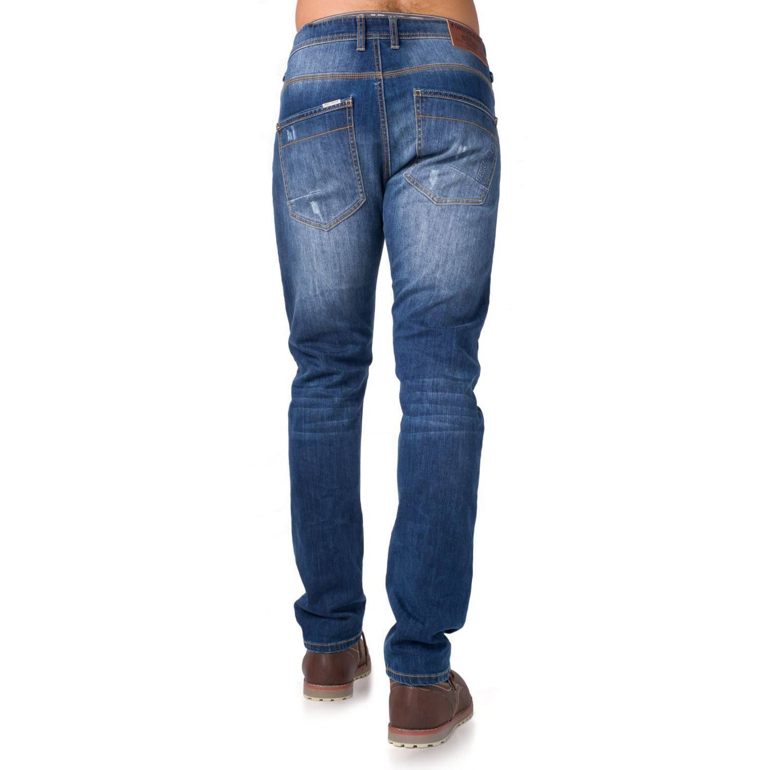 Pant denim stretch slim azul desgastado 1