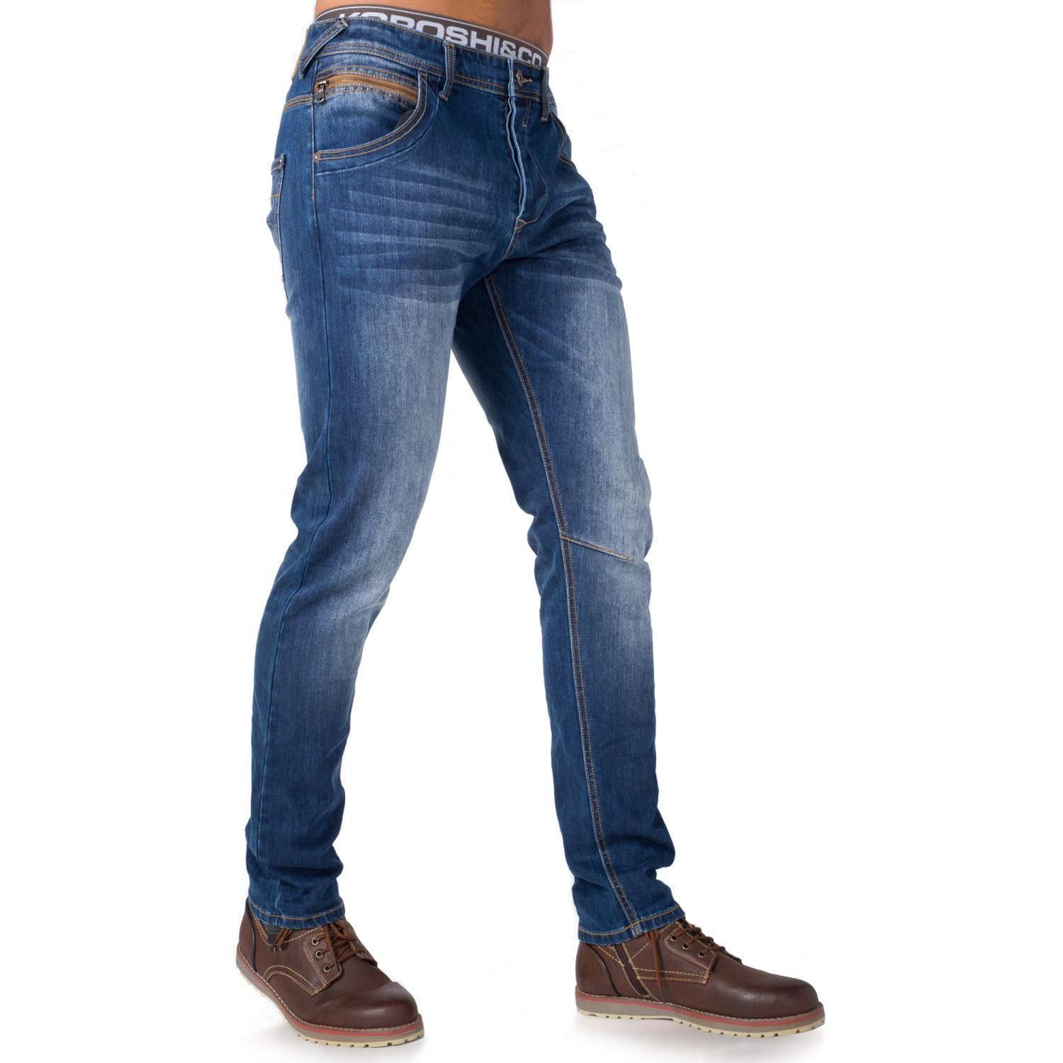 Pant denim stretch slim azul desgastado 3