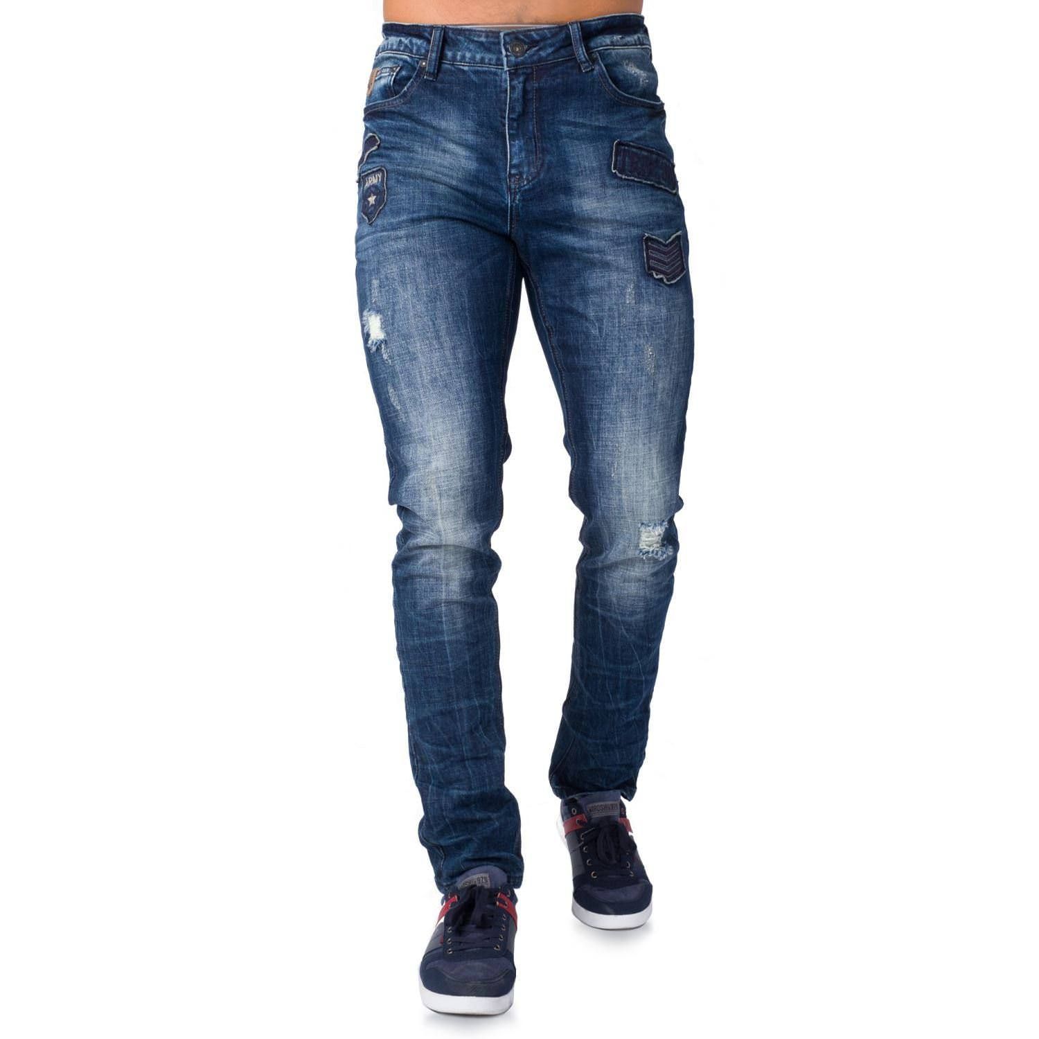 Pant denim regular stretch parches