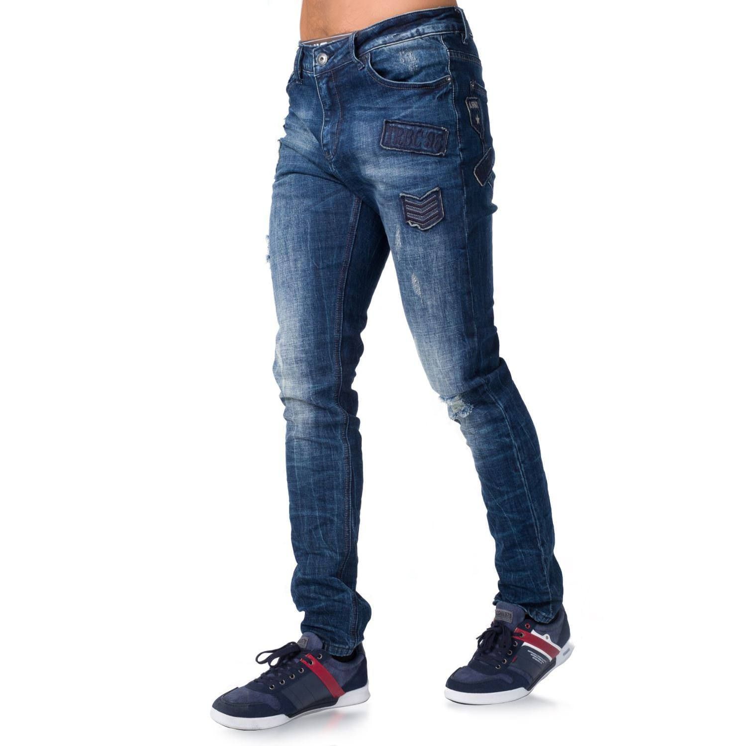 Pant denim regular stretch parches 2