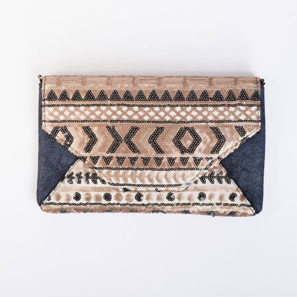 Bolso de mano denim con cadena