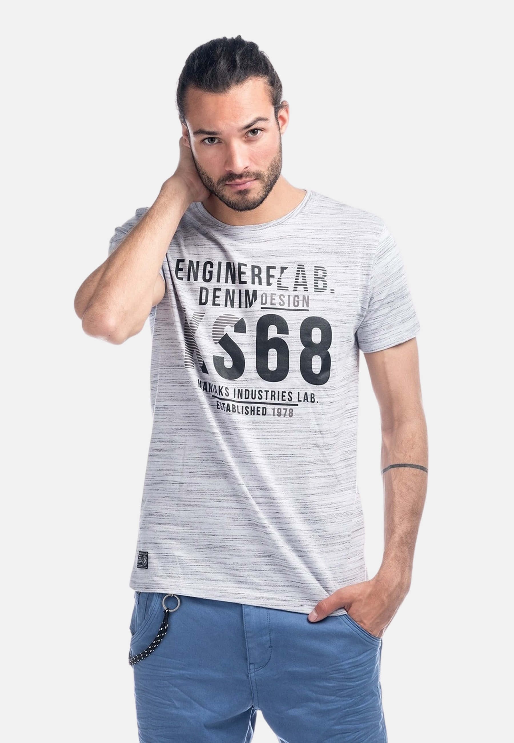 Camiseta de algodón estampada color Blanco para Hombre