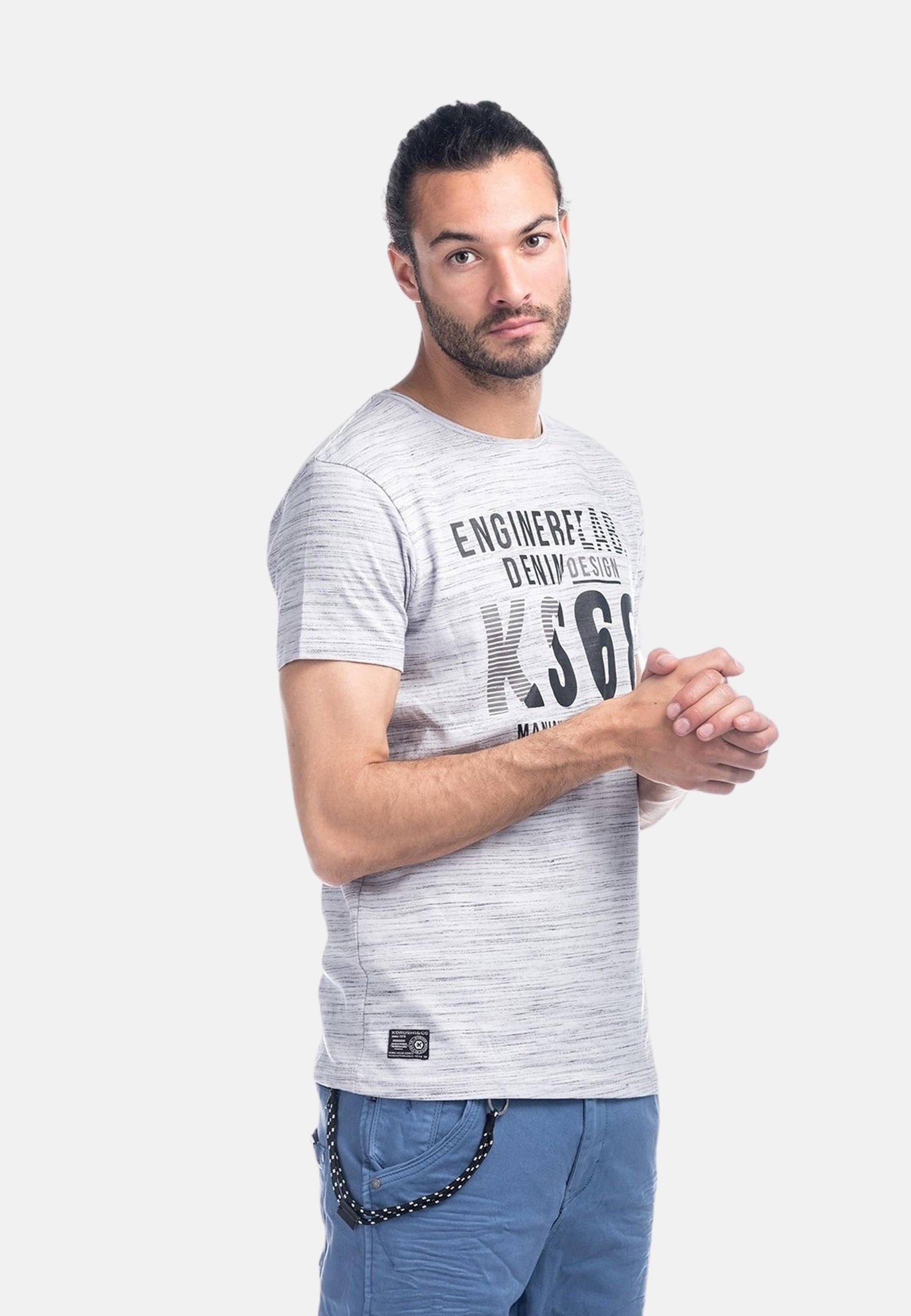 Camiseta de algodón estampada color Blanco para Hombre 1