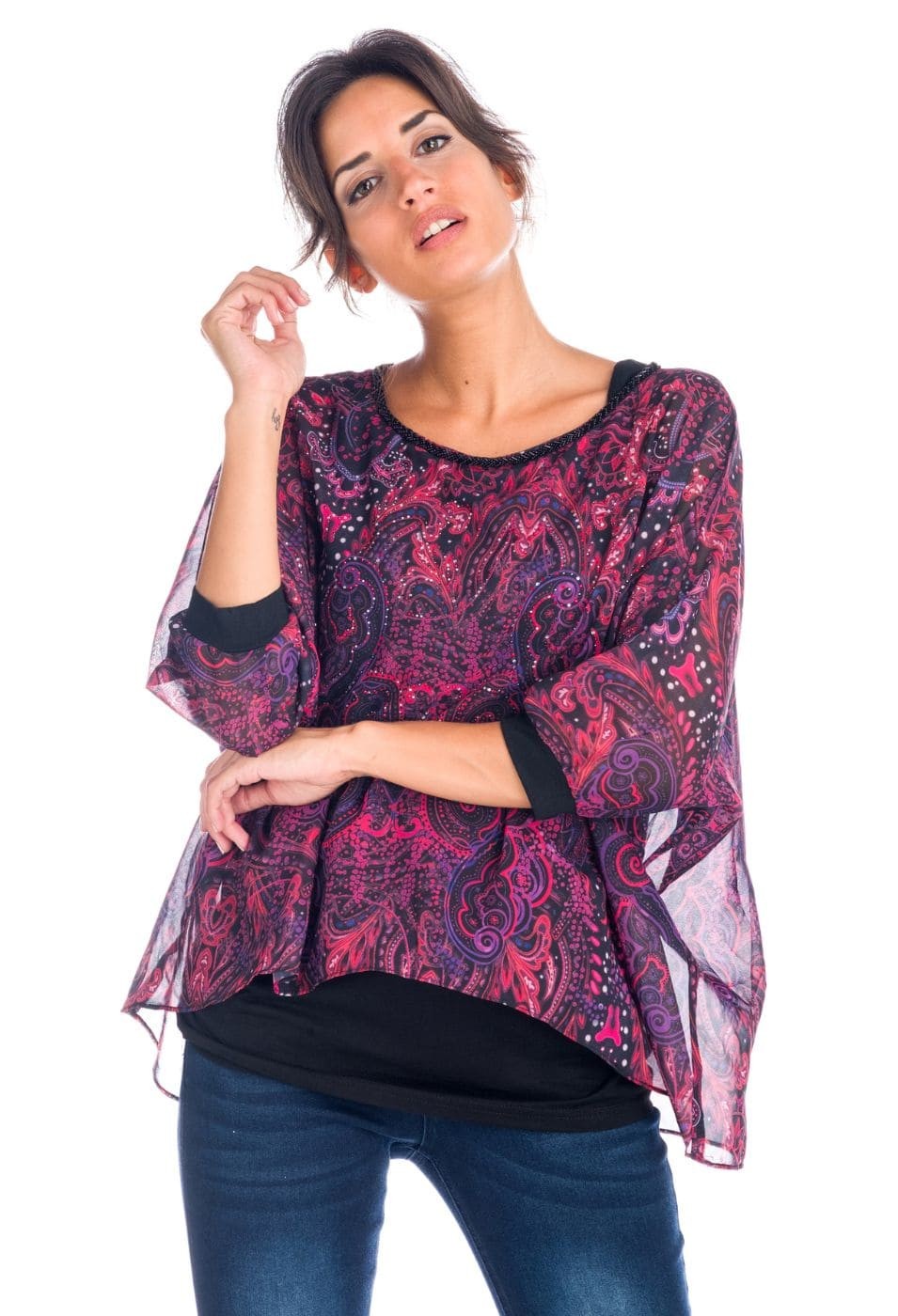 Blusa doble capa gasa estampada