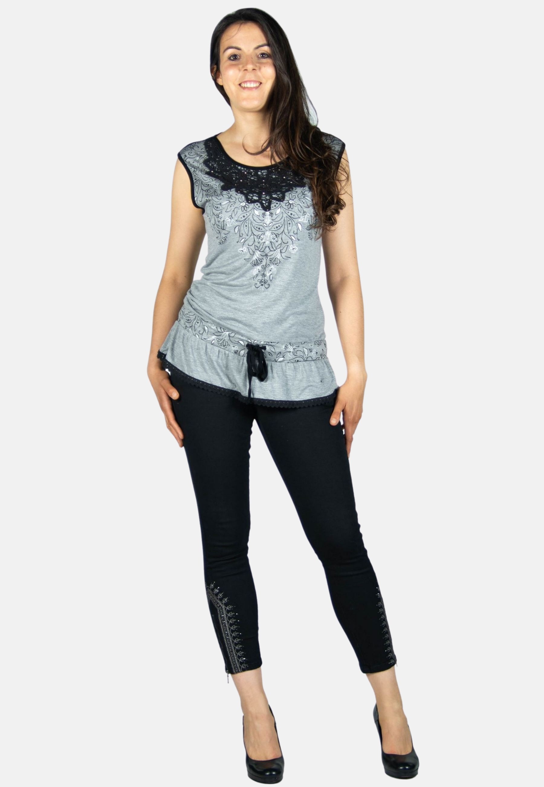 Top estampado en foil color Gris para Mujer 1