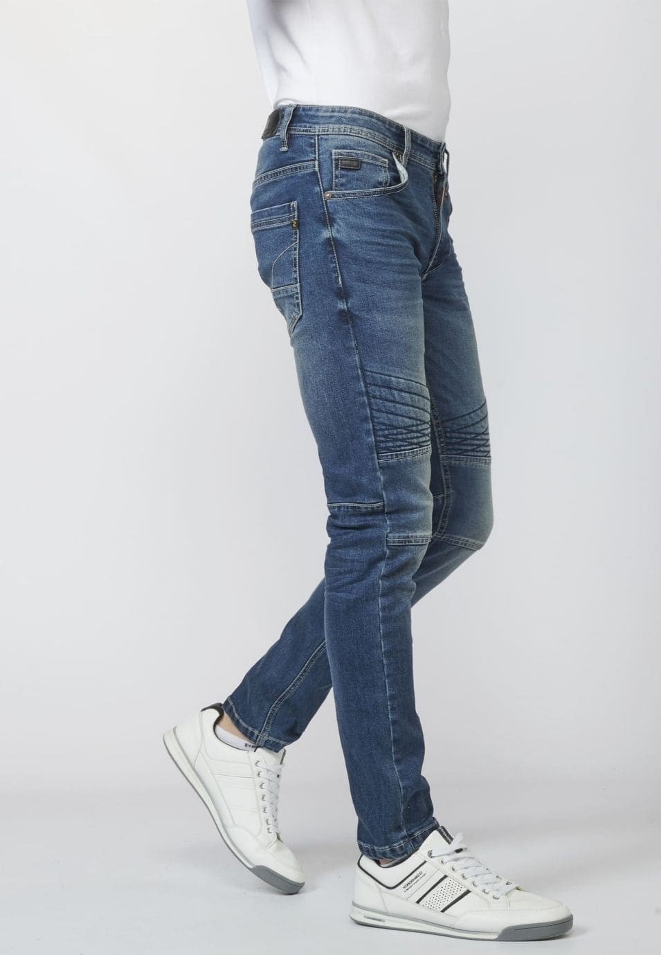 Pantalón Largo, Jeans biker skinny fit con Cinco Bolsillos y Efecto Gastado para Hombre 1