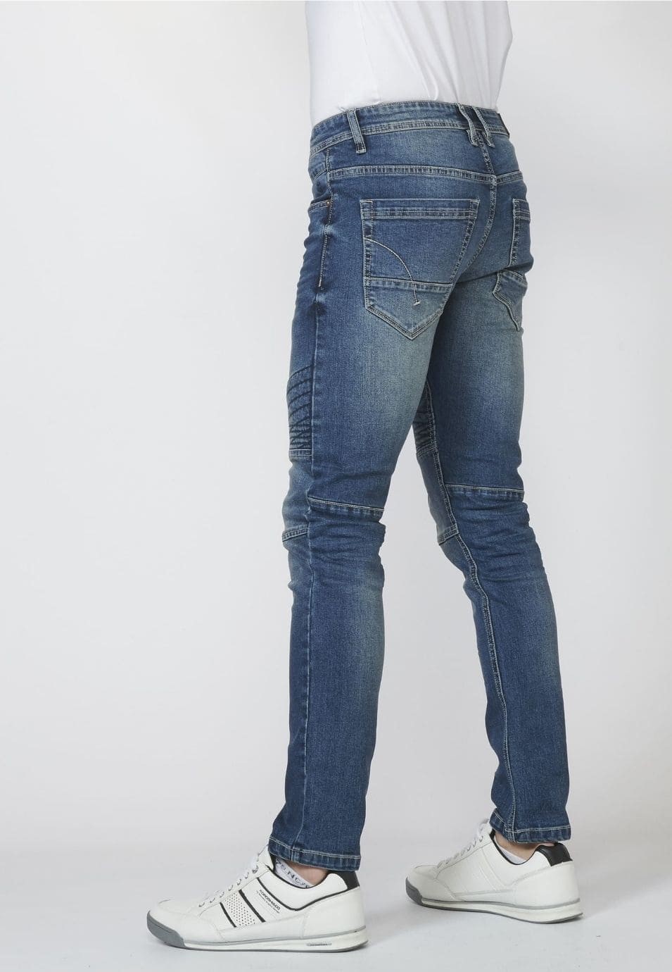 Pantalón Largo, Jeans biker skinny fit con Cinco Bolsillos y Efecto Gastado para Hombre 3