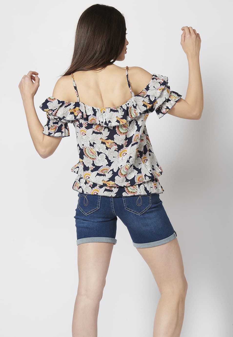 Blusa Manga Corta Fluida con Estampado Floral para Mujer 2