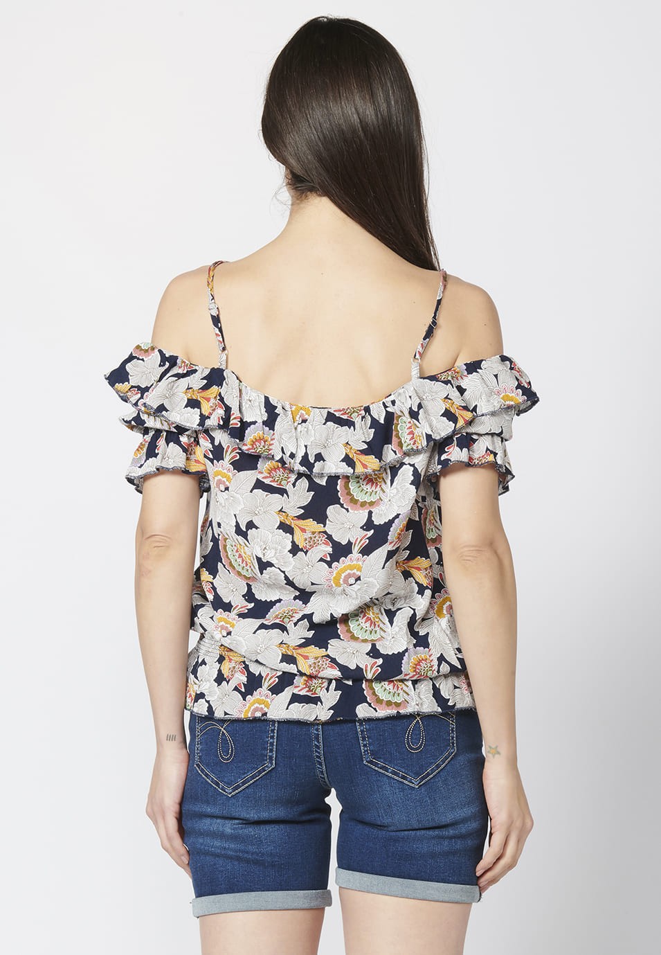 Blusa Manga Corta Fluida con Estampado Floral para Mujer 3