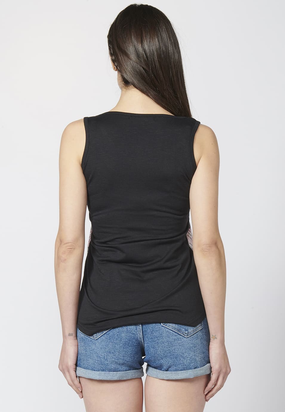 Damen-Tanktop mit Blumendruck und Pailletten 5