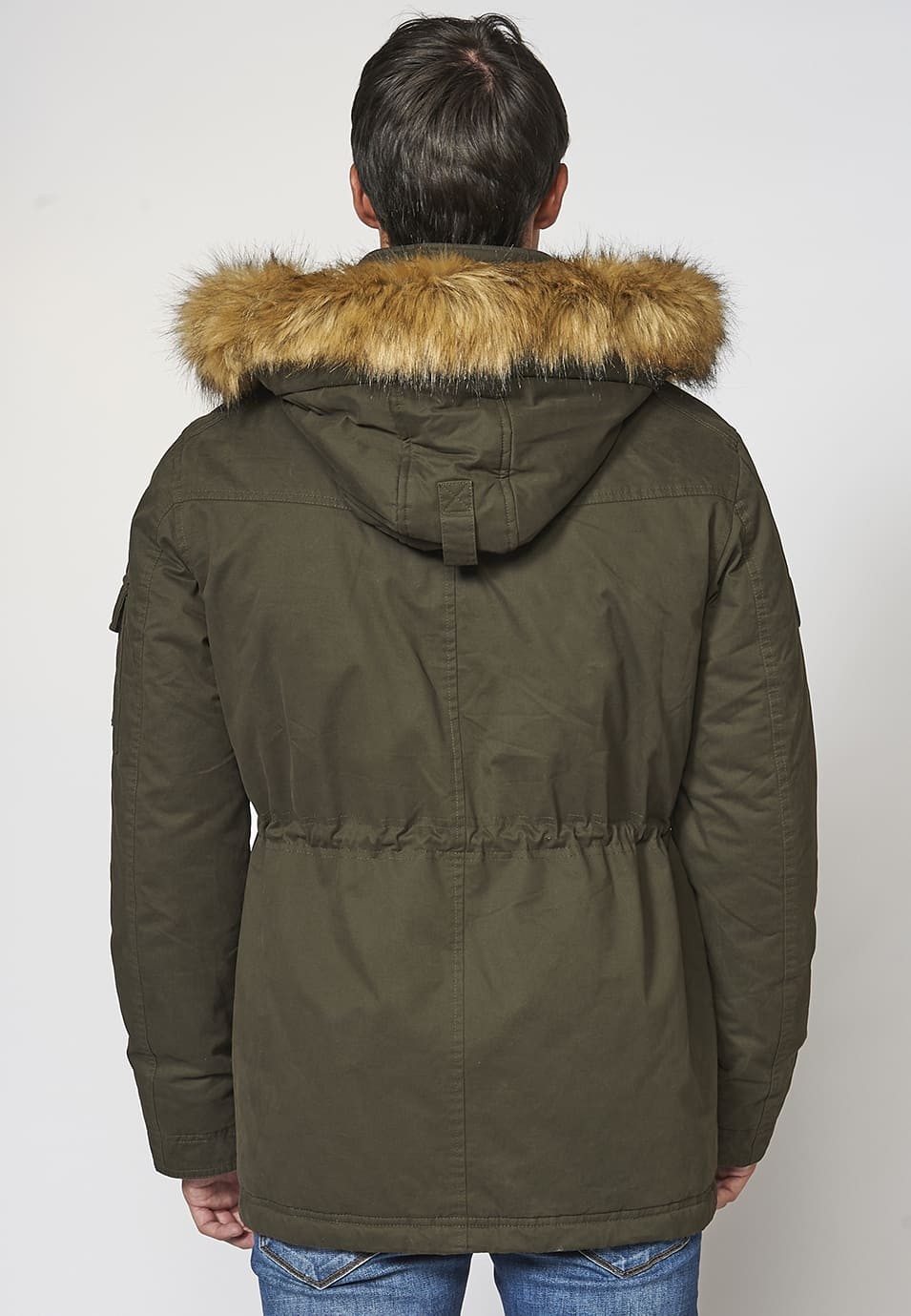 Veste Parka à Taille Ajustable avec Ruban et Capuche pour Homme