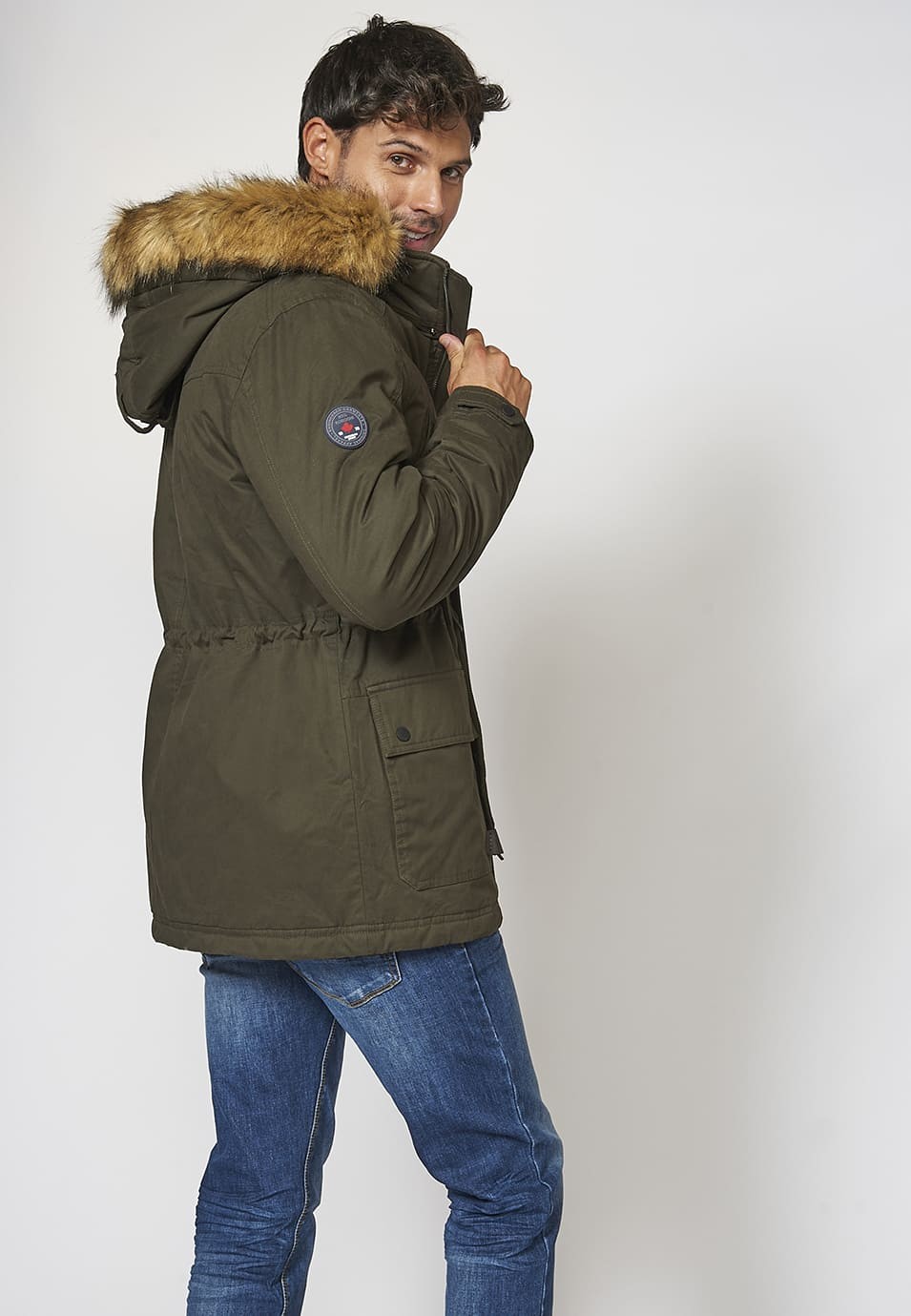 Veste Parka à Taille Ajustable avec Ruban et Capuche pour Homme