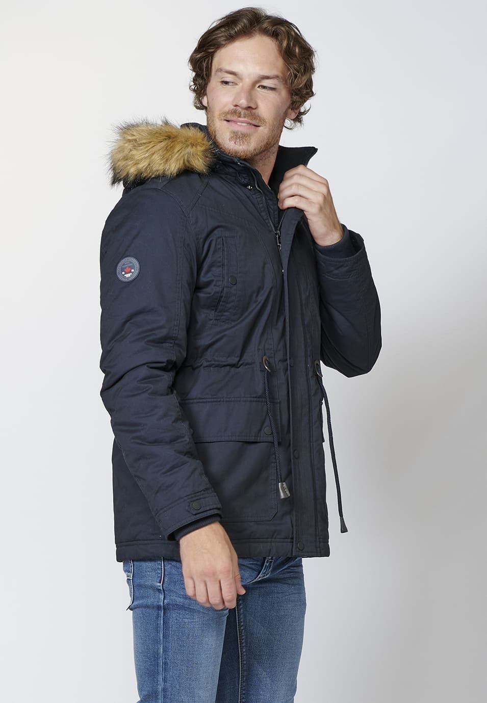 Veste Parka à Taille Ajustable avec Ruban et Capuche pour Homme