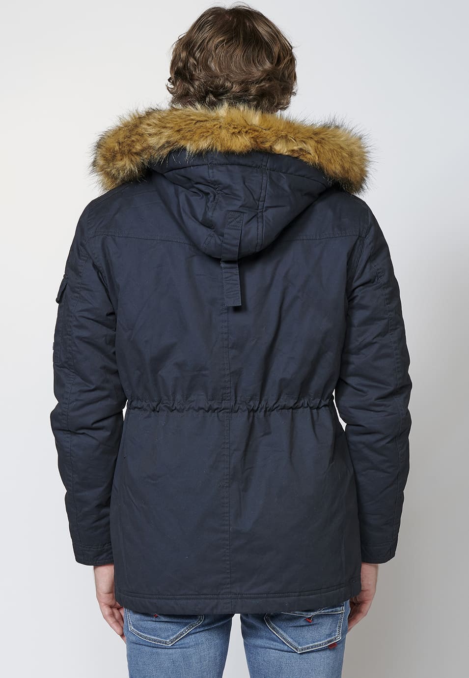 Veste Parka à Taille Ajustable avec Ruban et Capuche pour Homme