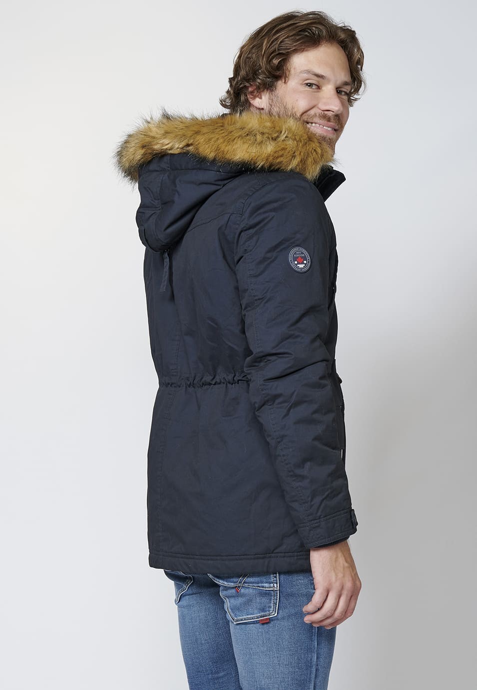 Veste Parka à Taille Ajustable avec Ruban et Capuche pour Homme