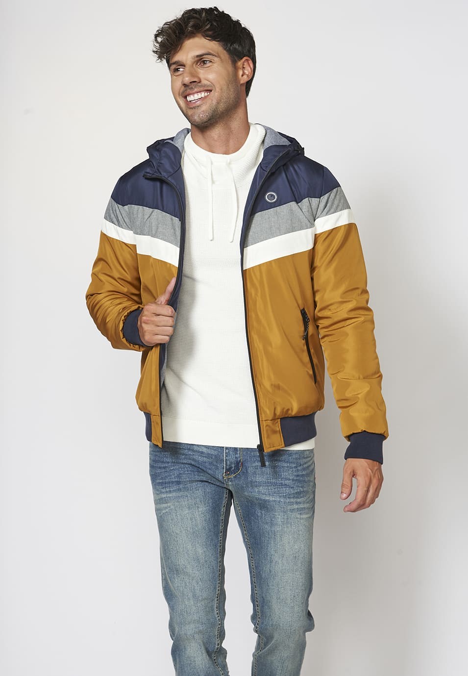 Chaqueta con capucha ajustable con cordón para Hombre