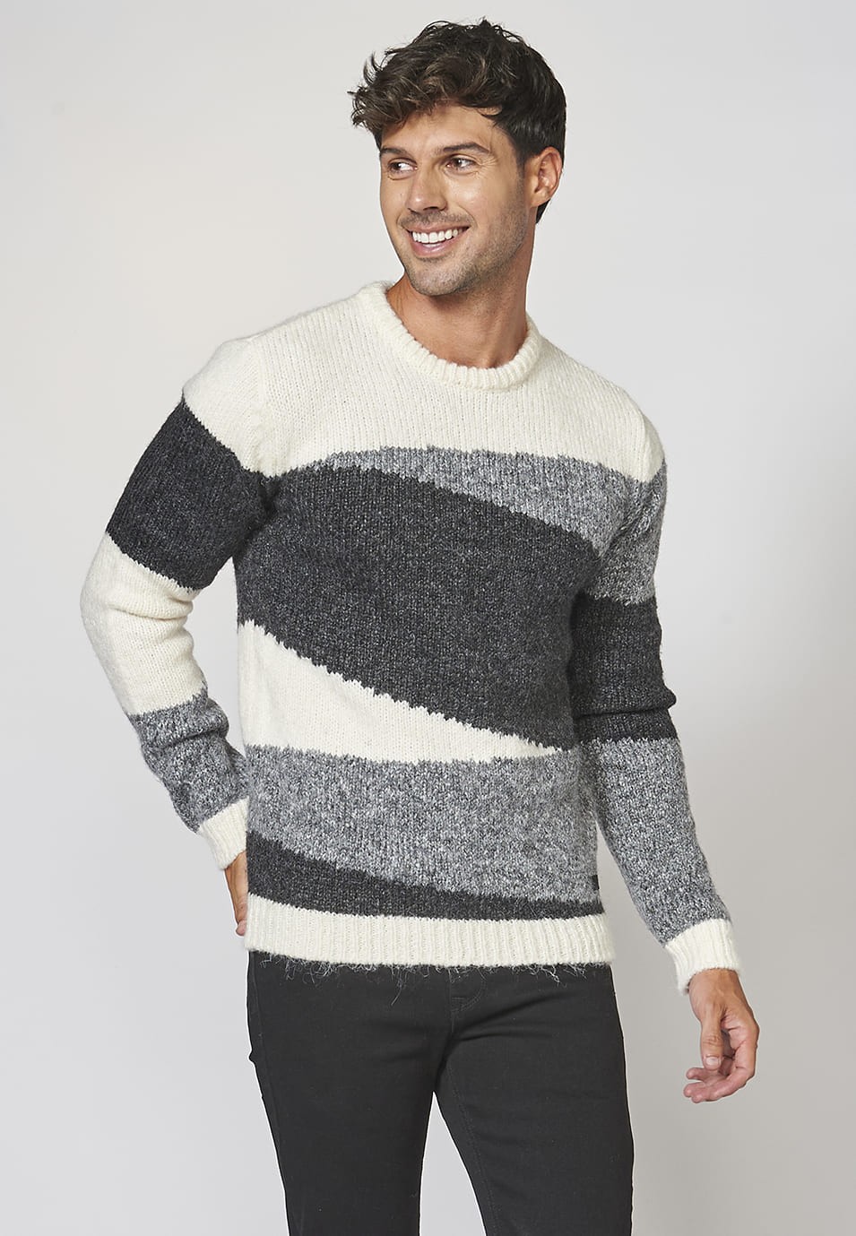 Pull triangle texturé à manches longues pour Homme