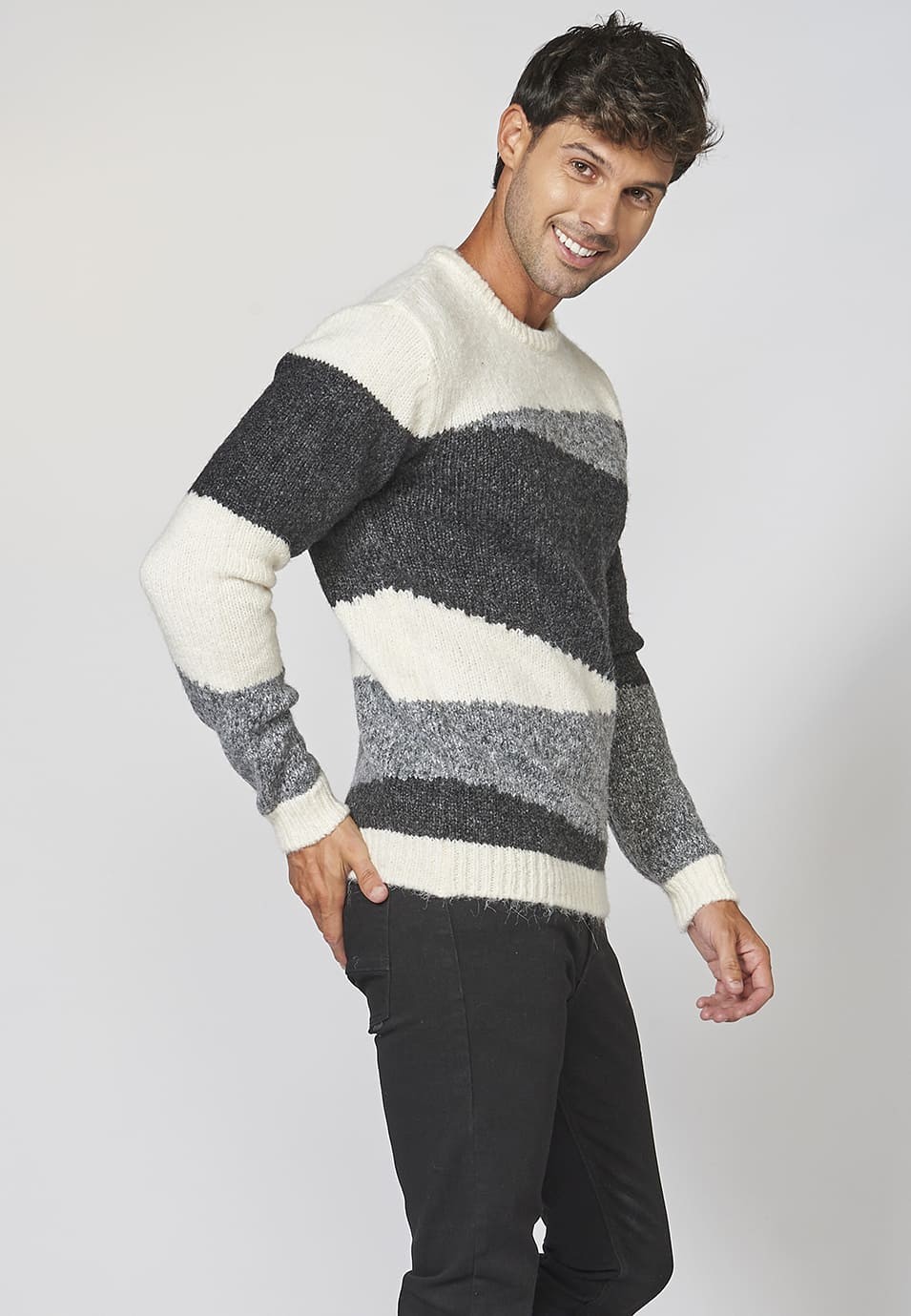 Pull triangle texturé à manches longues pour Homme