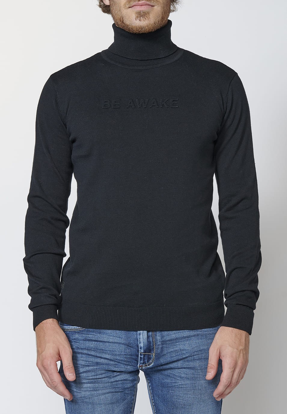 Pull en coton à col haut et manches longues pour hommes