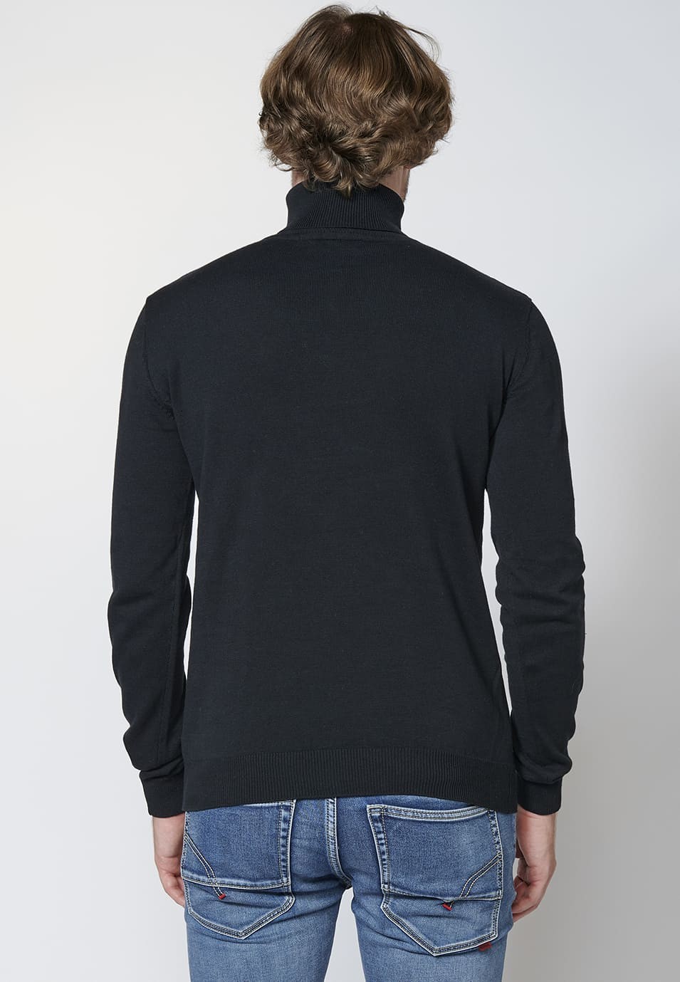 Pull en coton à col haut et manches longues pour hommes