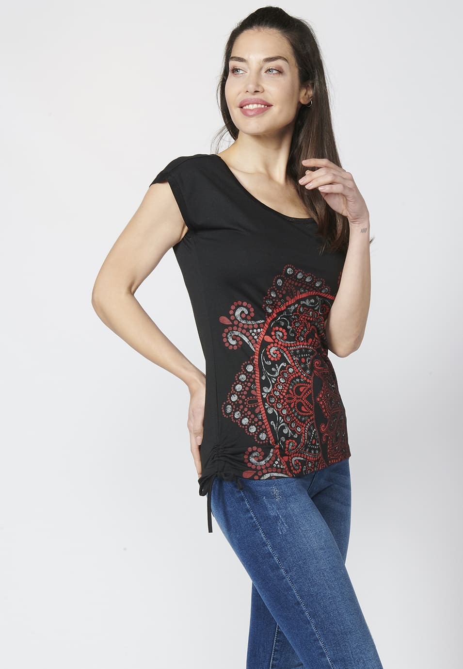 Camiseta mujer estampado étnico sin mangas 5