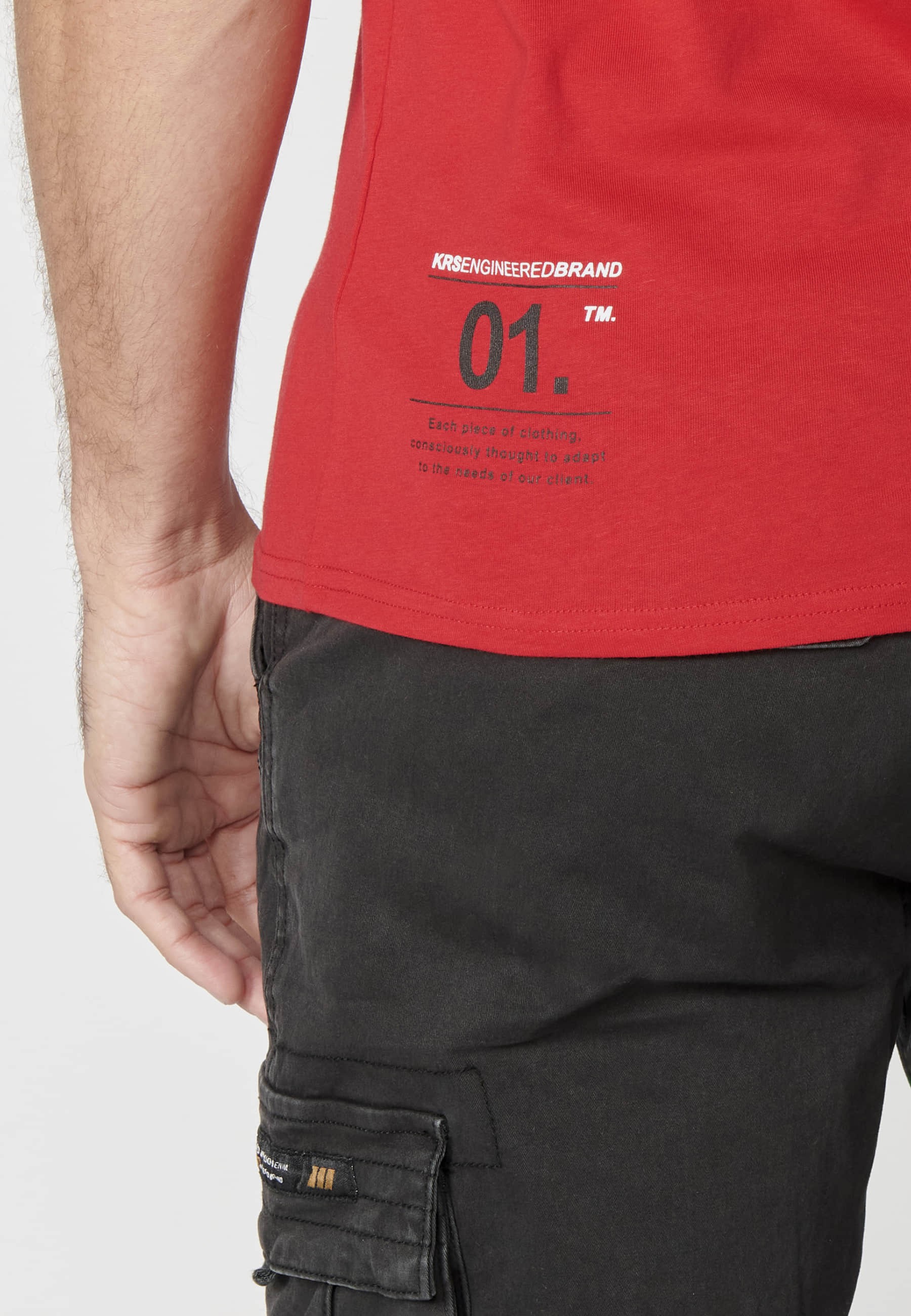 Rotes Kurzarm-T-Shirt aus Baumwolle mit Frontdruck für Herren