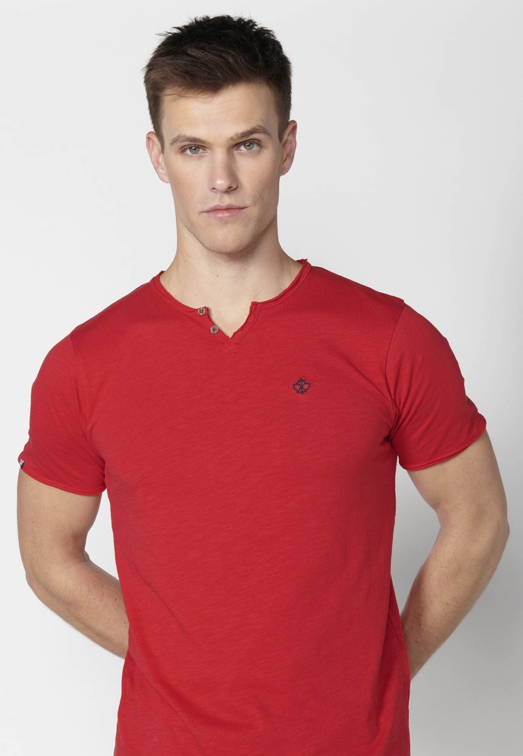 Red Cotton Short Sleeve T-shirt for Men 5